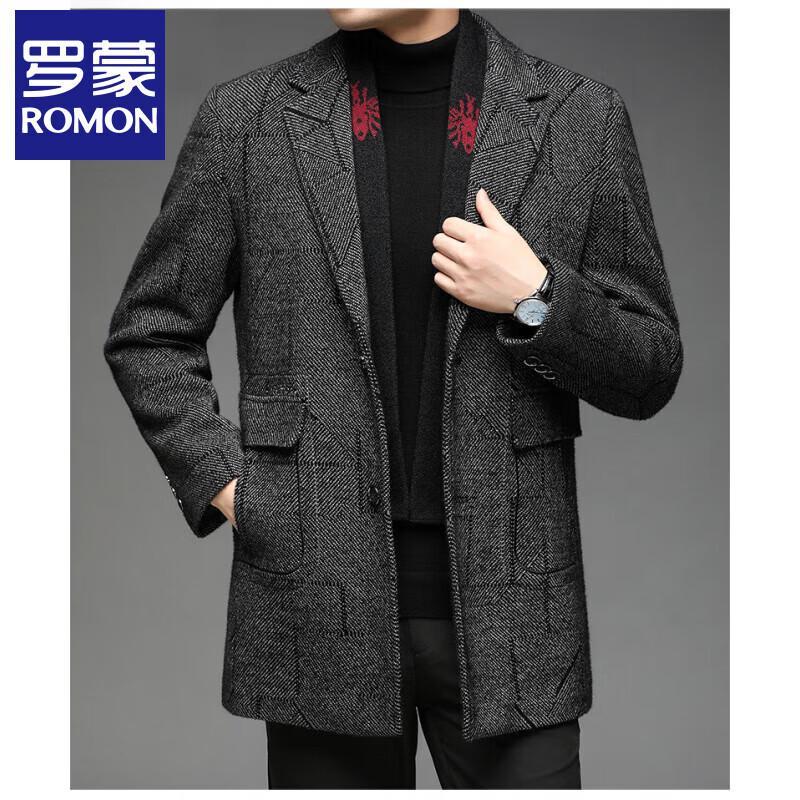 Romon Men's Winter Wool Blend Trench Coat