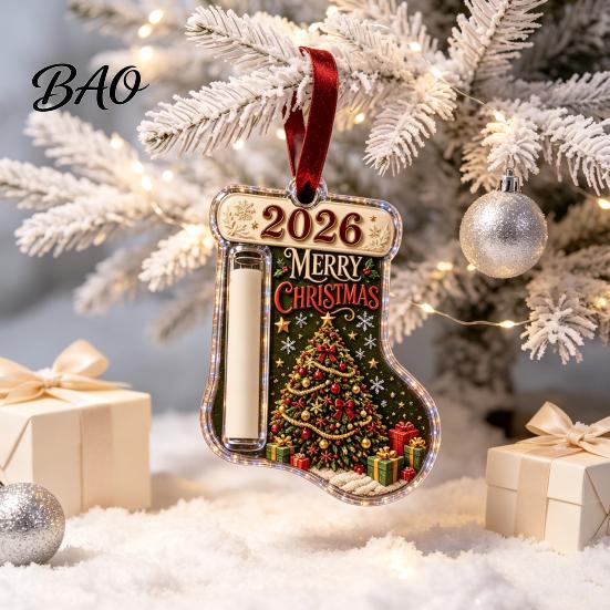 Holiday Cash Gift Card Ornament Stocking Shaped Christmas Ornament, Acrylic Money Holder Hanging Personalized Keepsake for Friends Decor, Xmas