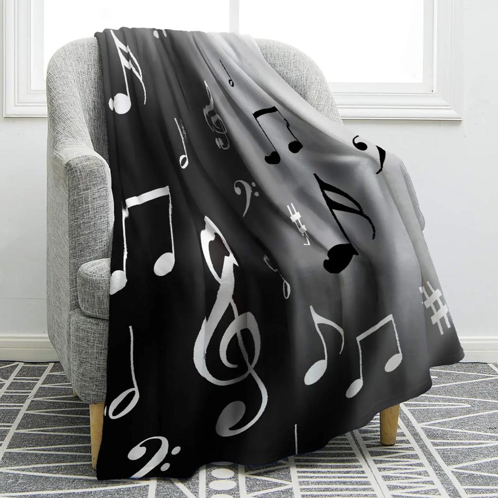 Music Note Blanket Print Throw Blanket Soft Warm Comfortable for Sofa Chair Bed Office for All Season Birthday Souvenir Gifts