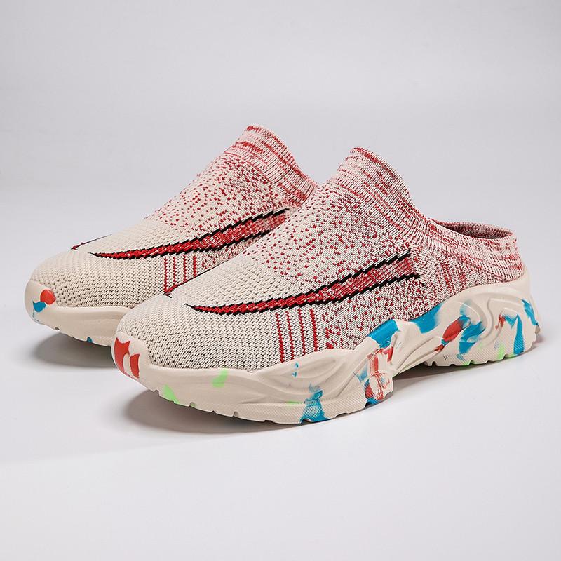 Trendy Yellow Orange Women's Summer Shoes Plus Size Comfortable Socks Loafers Women Platform Half Shoes Women Zapatos De Muje