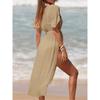Vacanță Culoare Solidă Sexy Mânecă Scurtă Decupaj Înalt Tunică Tricotată Croșetată Acoperire de Plajă Acoperiri Rochie de Plajă Îmbrăcăminte de Plajă Îmbrăcăminte de Plajă Femeie Femei