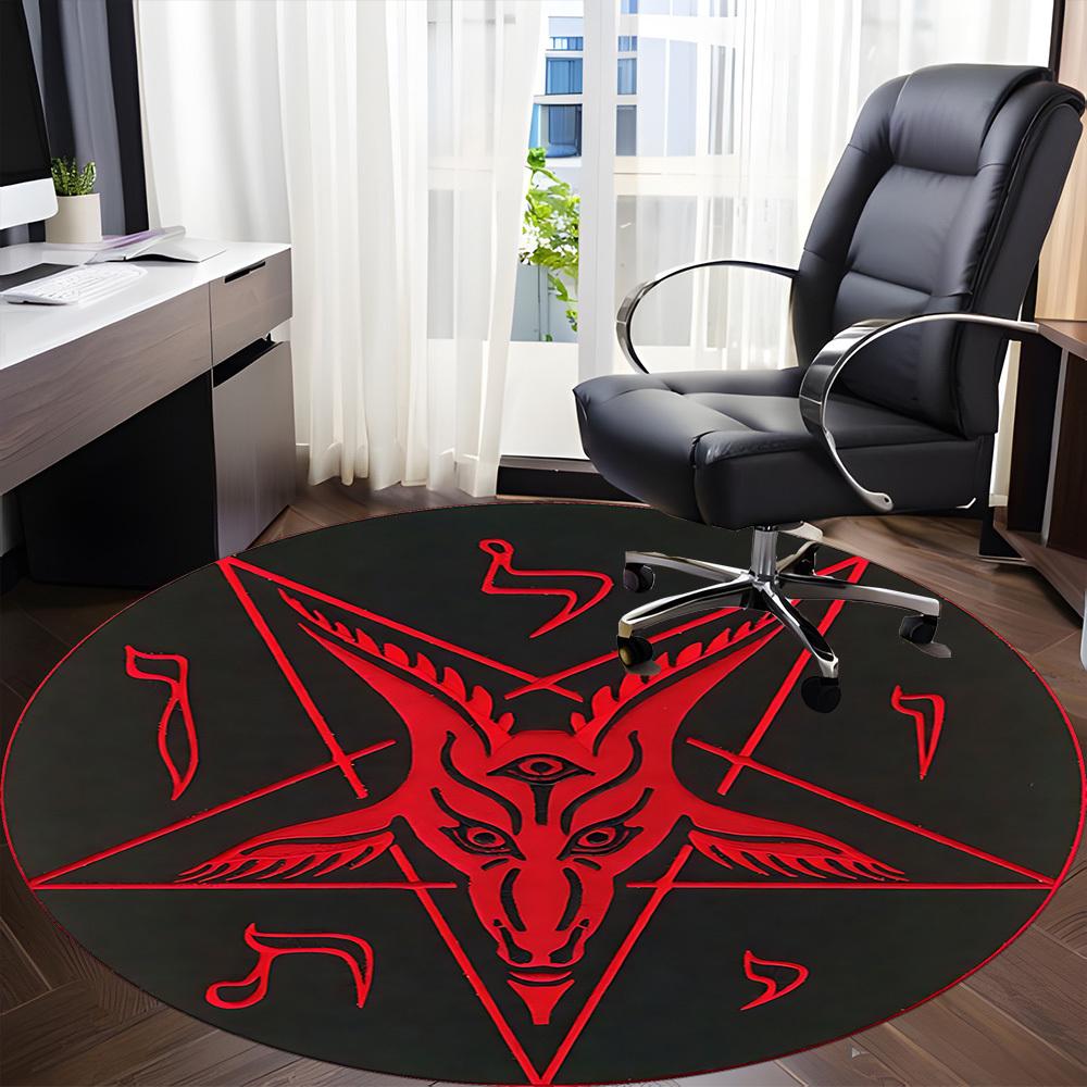 1pc Baphomet Symbol Office Round Area Rug, Under Office Chairs Bedroom Living Room Home Decor, Room Deco, Available in Various Sizes