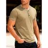 Men Henley Neck Short Sleeve Slim Fit Solid Color Casual Multiple Color Options T Shirt