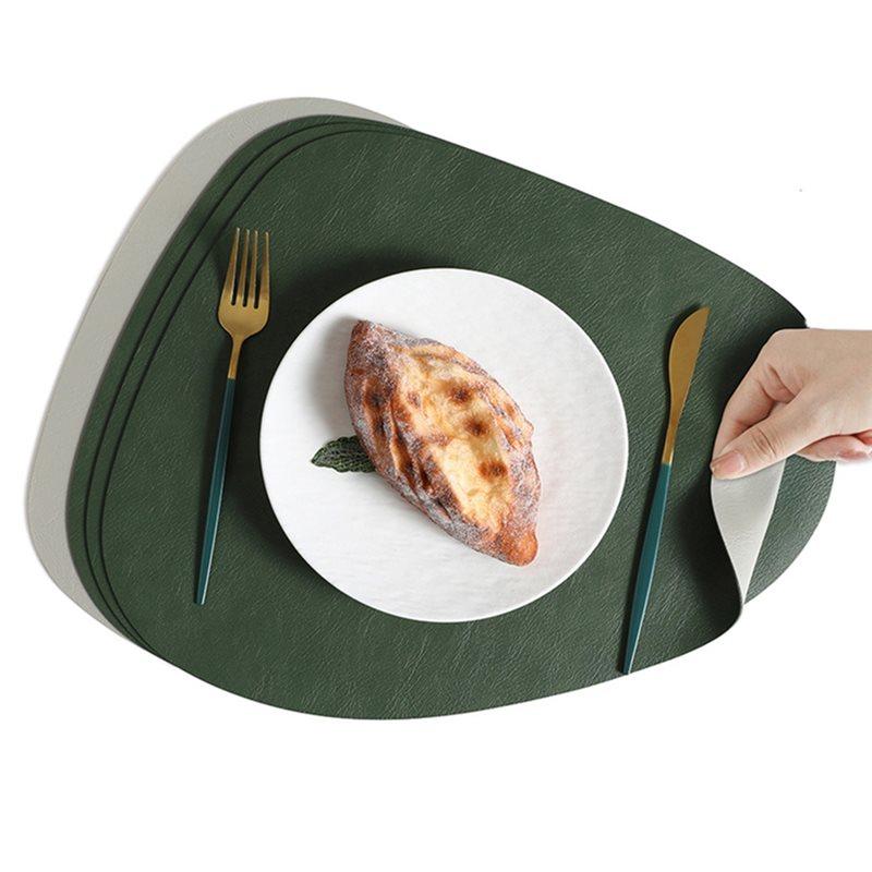 Premium-Teardrop PU Placemats Double-Sided Texture, Waterproof Oil-Proof Set 4Pcs For Dining Table, Home Decor