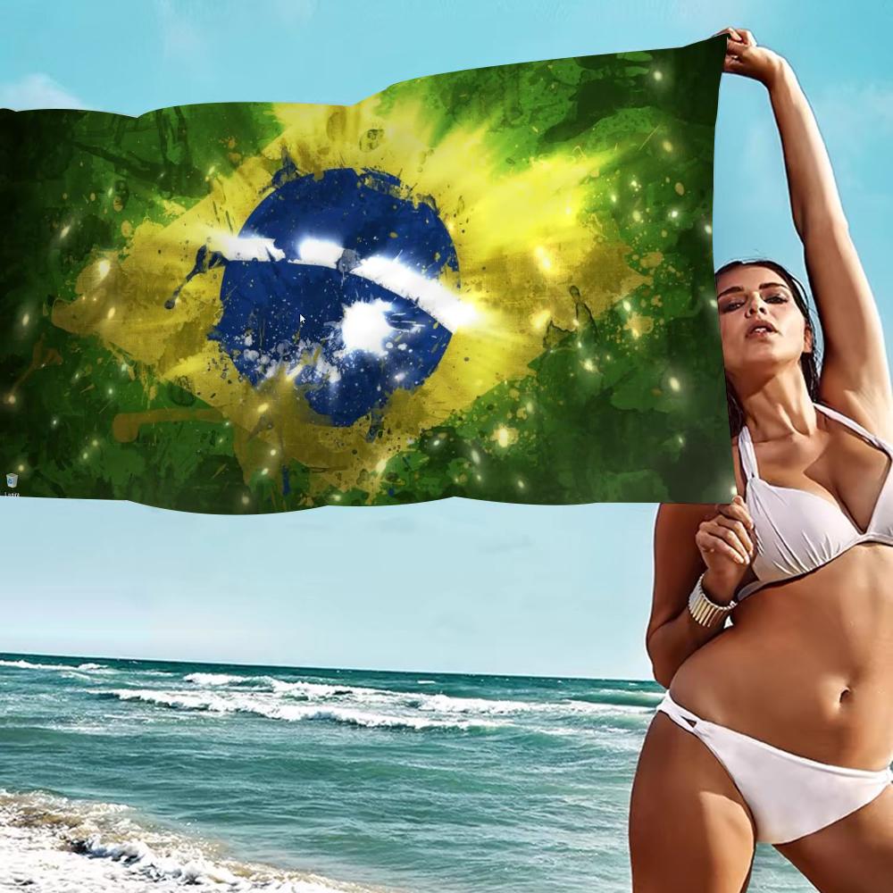 Brazil Brazilian Flag Big Microfiber Beach Towels Quick Dry Towel Sand Beach Towels Pool Towel For Travel Swim Pool Yoga