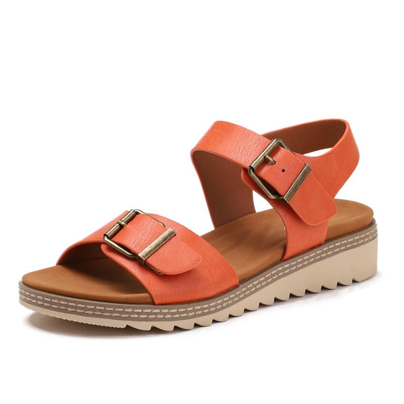 One word with fashion sandals women's summer new South East Asia slope heel fairy wind wear fashion Roman shoes woman