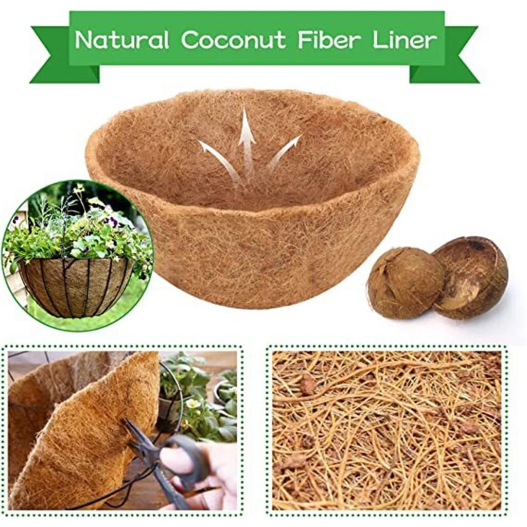 14inch 4 Pack Round Coco Liner for Hanging Basket,Flower Hanging Basket Coco Liners Replacement,Coco Fiber Replacement Liner