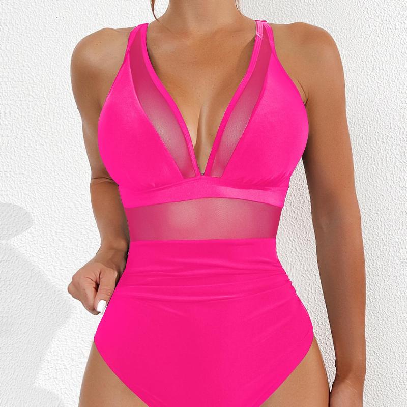 Dámske plavky čierne sieťované sexi bikiny jednodielne bikiny pre ženy plážové plavky