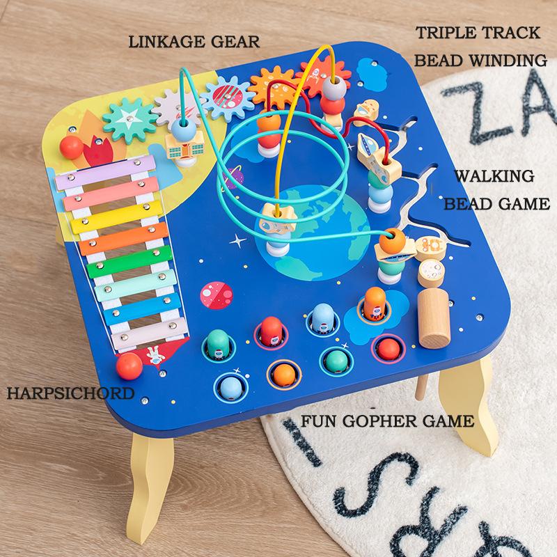 BABIBO Wooden Desktop Beads/multi-functional Game Table/early Education Cognitive Teaching Toys/eight-tone Piano Puzzle Game Table