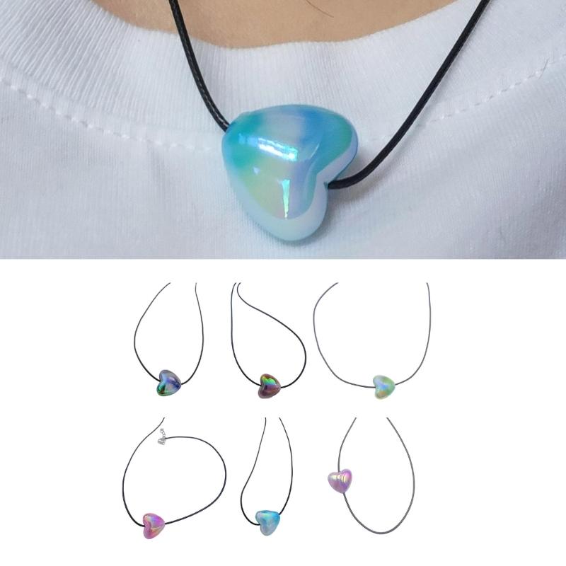 Sweet Heart Pendant Necklace Silver Heart Necklace Fashion Jewelry Women Y2K Gradient Heart Choker Fashion Decoration