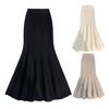 Fishtail Skirt Solid Color Elastic High Waist Knitting Skirt Solid Color Slimming