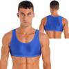 Camiseta sem mangas masculina Y Back Muscle Half Crop Tank Top Camisetas Fitness Gym Sports Bra Vest