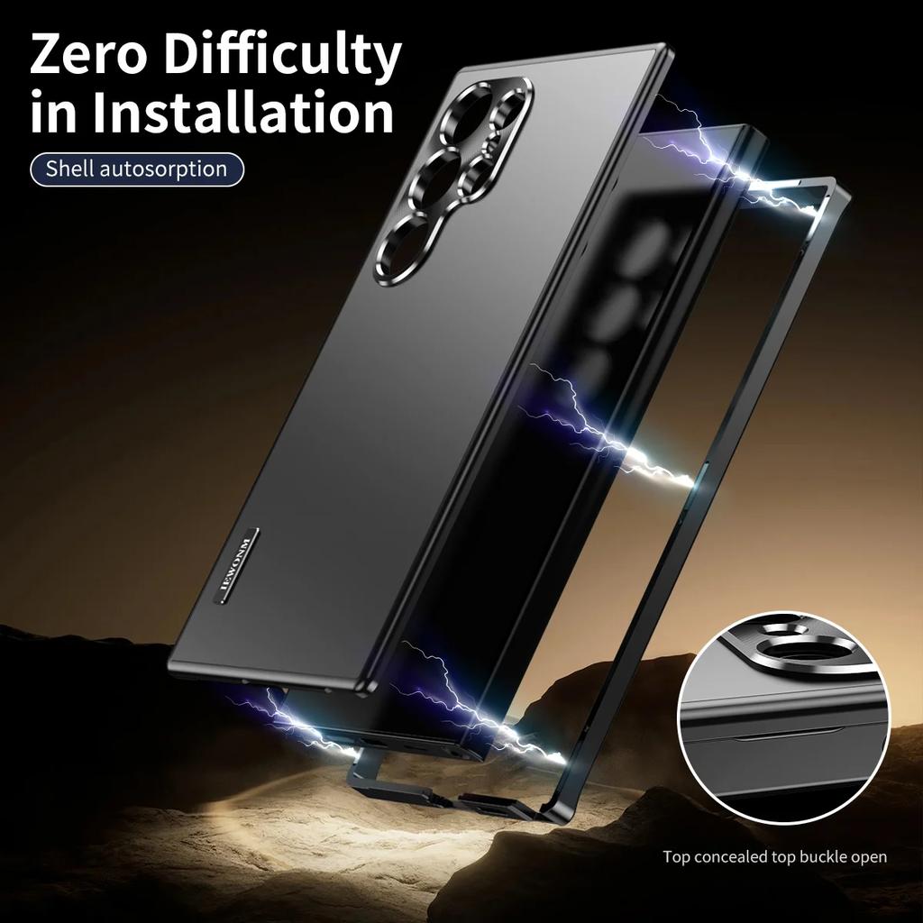 Matné magnetické kovové pouzdro pro Samsung Galaxy S23 S24 S25 Ultra 5G, ultratenké, matné, s ochranou proti hmyzu, pro S24Ultra S25.