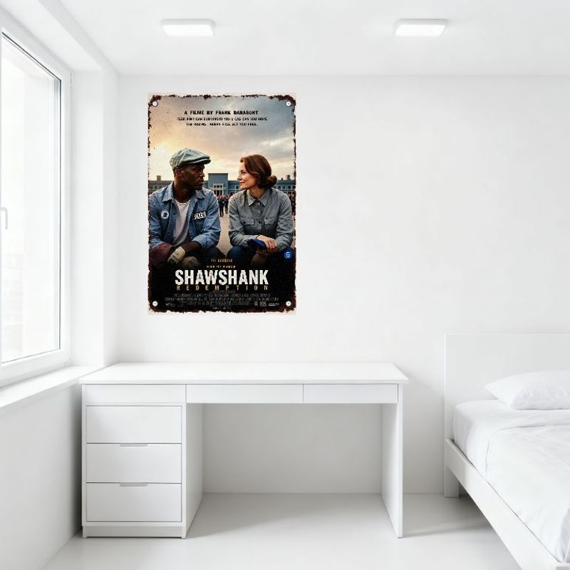 Ennyckeln till frihet Vintage FilmAffisch Frank Darabont Tim Robbins Metallplåtsskylt Väggdekor för Bar Hem Man Cave Konst Dec