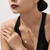 European & American Light Luxury Clover Jewelry Set: Stainless Steel, Zirconia-Embedded, Versatile Necklace, Bracelet, Ring & Earrings for Women.