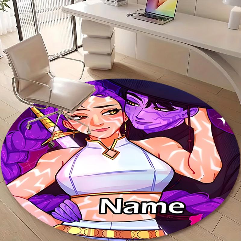 Personalized K-KPop Demon Hunters Round Chair Office Rug - Perfect for Mat, Office Chair & More - Ideal Gift for Birthdays and Holidays