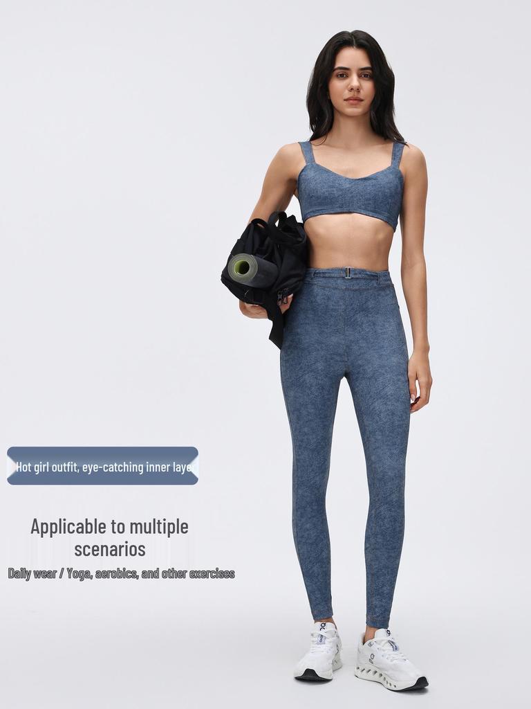Denim Style Yoga Bra Nude Feel, Anti-Sagging, Shock Absorption, Side Boob Reduction, Running Sports Bra D26063