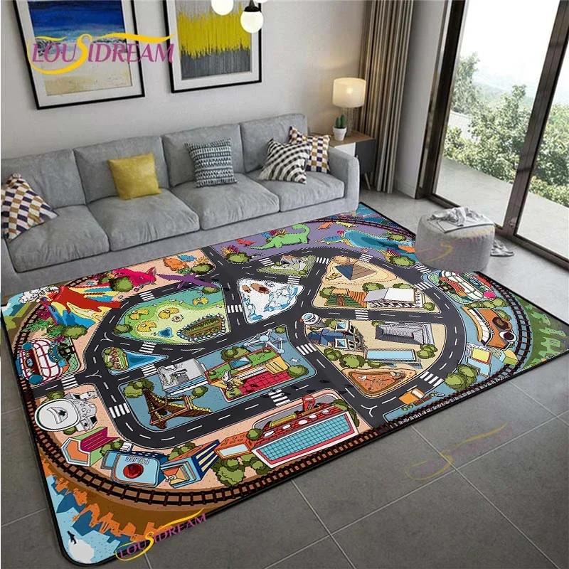 Alfombra Road Traffic Rout Map Carpet Living Room Sofa Coffee Table Bedroom Rugs Kitchen Kid Play Anti-slip Floor Mat Home Decor