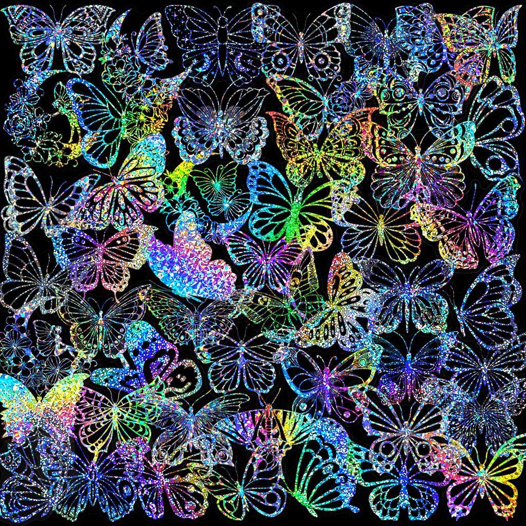 10/50/100PCS Transparent Laser Butterfly Stickers Holographic Stickers for Watercup Laptop Scrapbook Notebook Diary Stickers