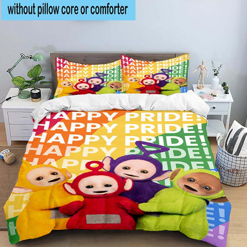 3PCS Teletu-bbies Celebrate Pride 3pcs Bedding,Including 3PCS Duvet Cover And 2pcs Pillowcases Perfect for Christmas,Ideal for Bedroom, Dormitory