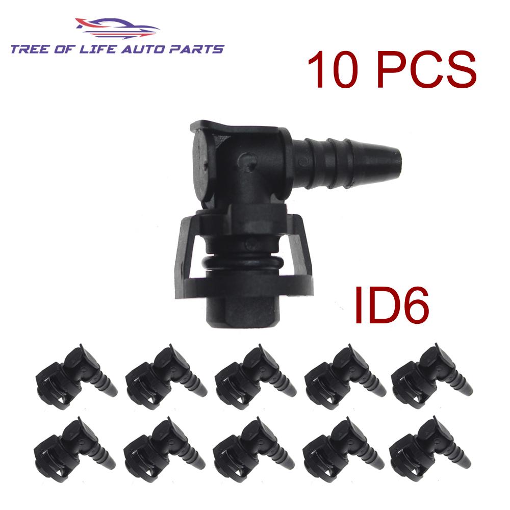 10x ID6 Auto Water Kettle Tank Water Hose Elbow Connector For Engine Radiator Coolant Pipe Joint Plastic Motorcycle Parts