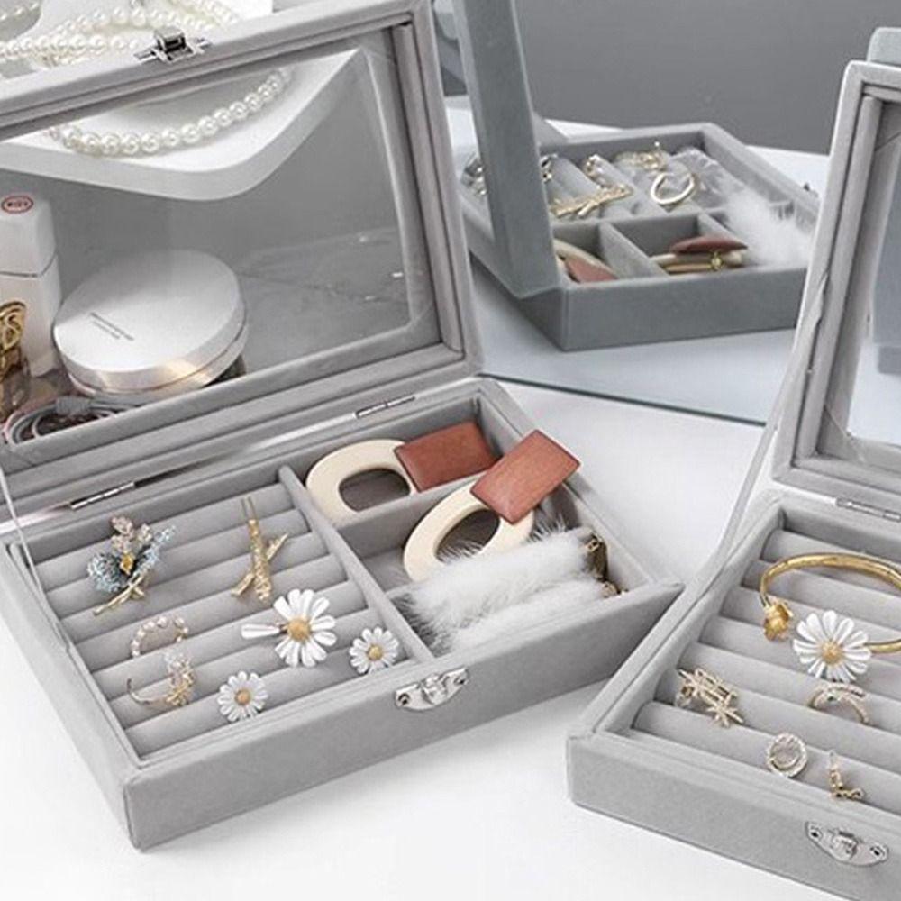 Velvet Necklace Display Tray Stackable Organizer Trays Ring Bracelet Necklace