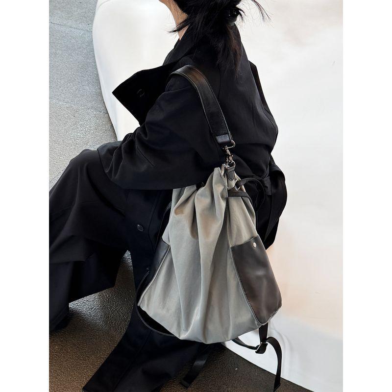 

Qibaige Original Drawstring Backpack Large Capacity All-Match Four Seasons Universal Women s Bag Drawstring Top Commuter Nylon Tote Bag Grey