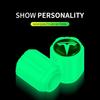 Car Sticker Tesla 4Pcs New Luminous Car Tire Valve Caps For Teslas Model 3 Model S X Y Style Roadster Invader Coil Mod WYE K80 C
