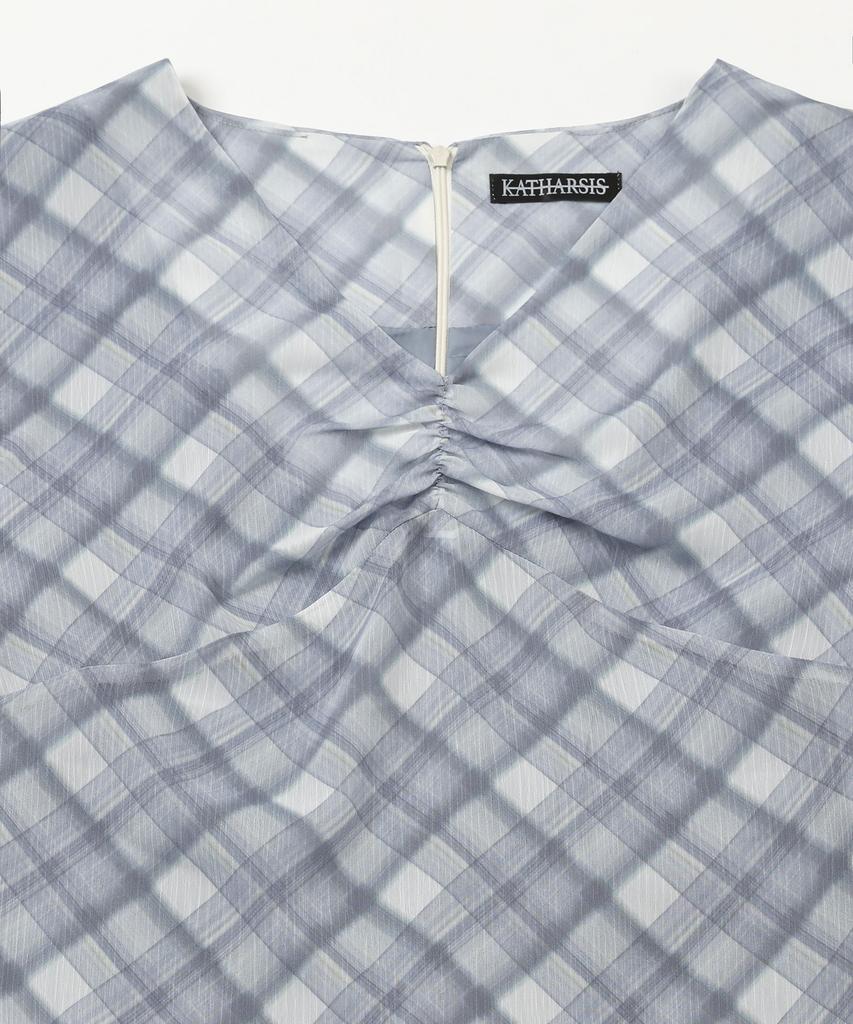 Catharsis Chiffon Mini Dress Blue Check One Size