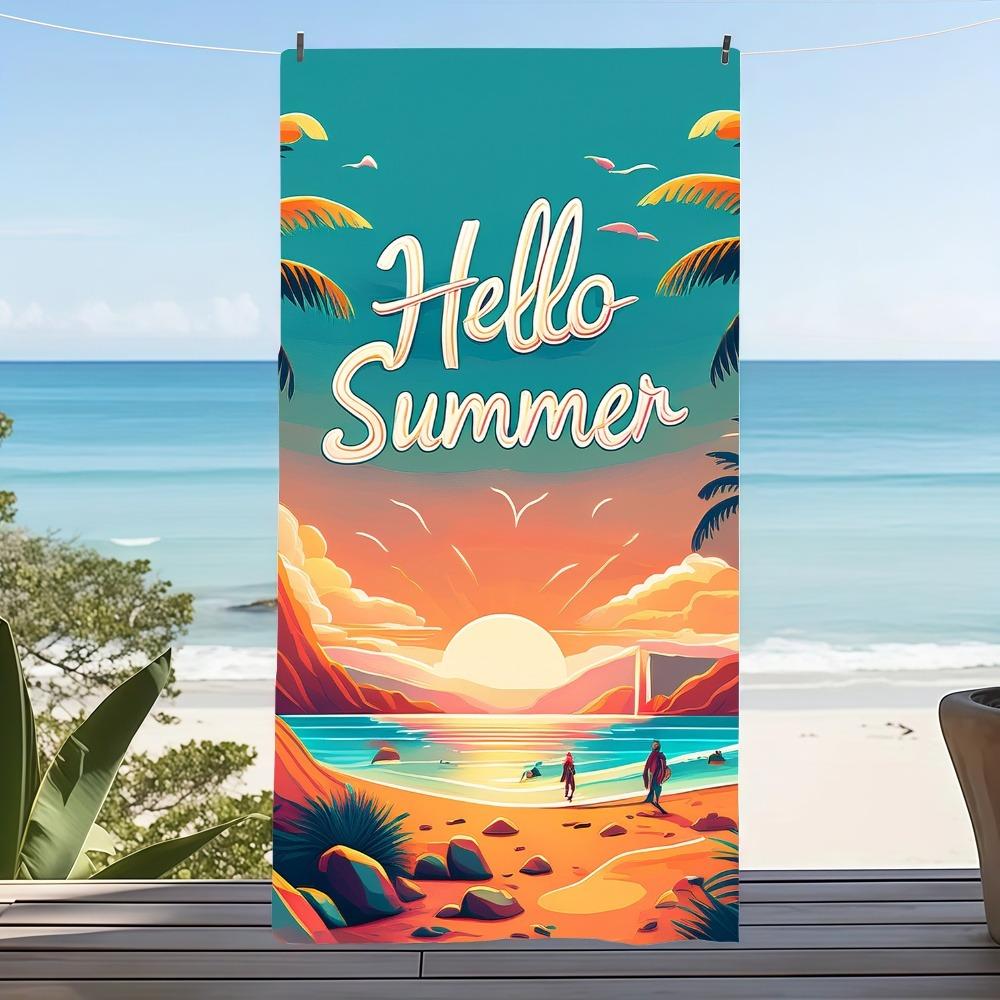 Hello Summer Beach Towel: Embrace the Sunny Coastal Vibes! Suitable for Towels, Bath Towels, Beach Towels