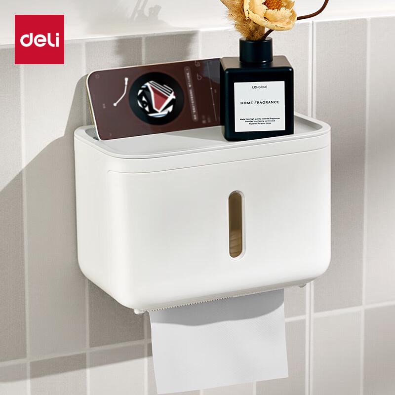 Deli Drill-Free Wall-Mounted Tissue Box with Shelf