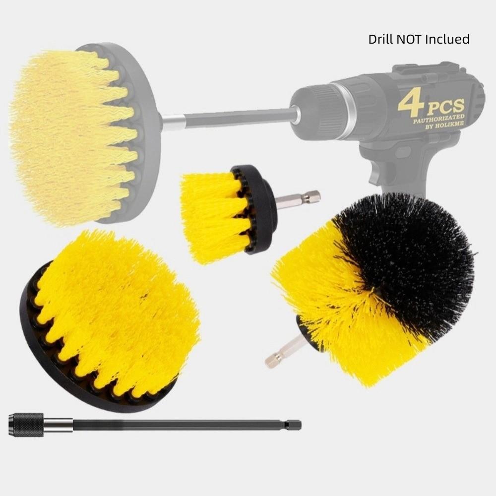 3/5/7Pcs Multi-Purpose Drill Brush Attachment Set Plastic Round Nylon Brushes Electric Scrubber Brush Extension Pole