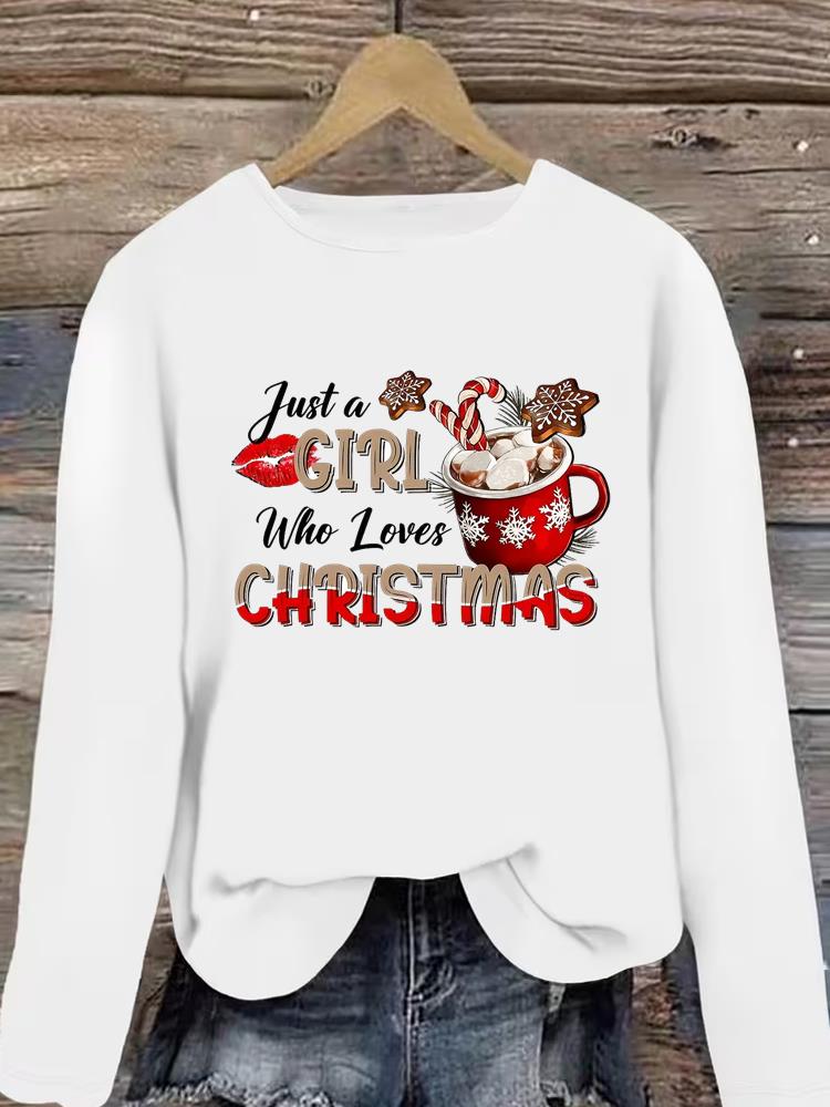 (Asian Size) Clothing T Shirt Graphic Tee Women faith peace Merry Christmas new year Print Casual Fashion Top o-neck Long Sleeve T-shirts
