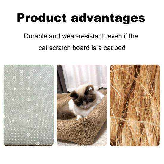 Jute Cat Bed 2-in-1 Cat Bed And Scratching Pad Breathable Pet Lounger Bed with Raised Edges Anti-Slip Bottom for Cats Small Dogs All Seasons