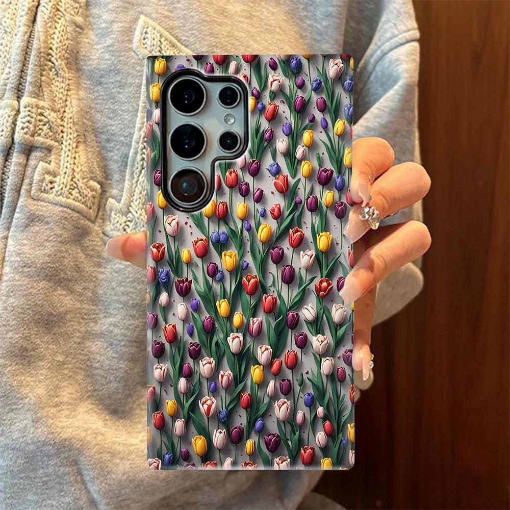 isn Color Contrast Tulip Samsung S26Ultra Mobile Phone Case 2-in-1 Film Case S25 Anti-drop Creative S24 +
