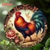 Metal Rooster Wall Art, Vintage 2D Decor for Garden, Garage, Home, Halloween Gift