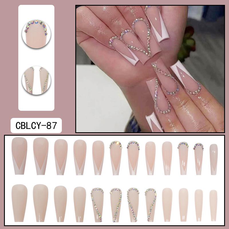O2 Long Wearable Removable Nail Patches: Pointed Press-On False Nails for Nail Art