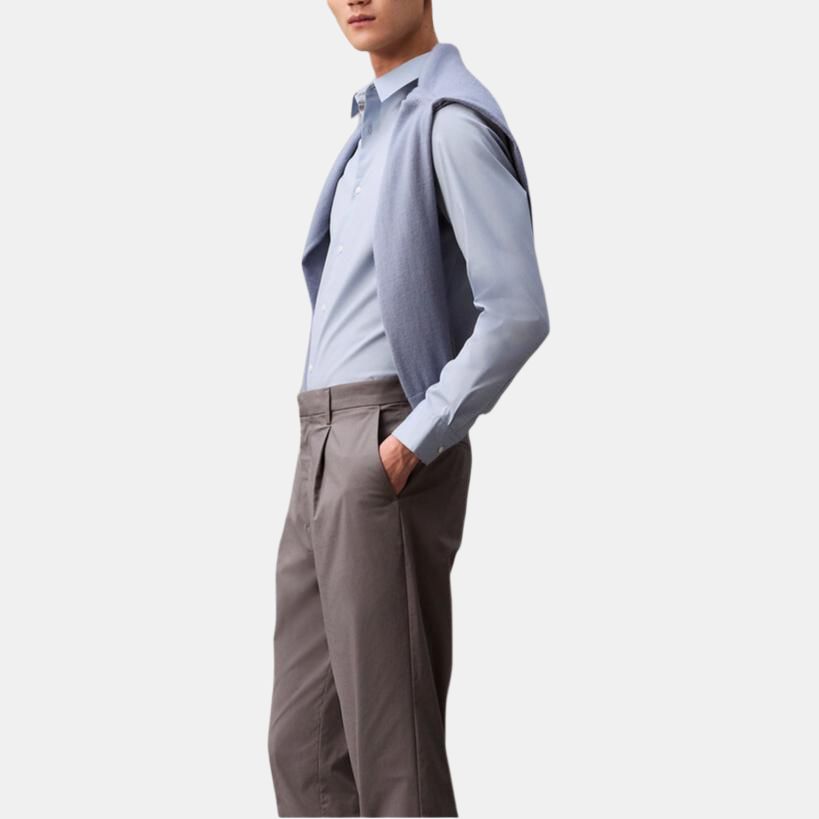 Calvin Klein Minimalist Comfortable Versatile Stretch Slim Fit Button Long Sleeve Shirt Men Shirts Gray Blue 40BM127-4KX