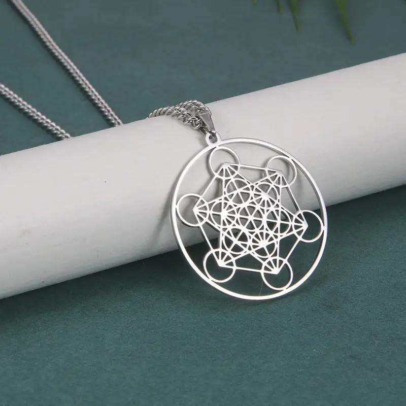 Archangel Metatron Sacred Geometry Hexagram Stainless Steel Pendant Necklace