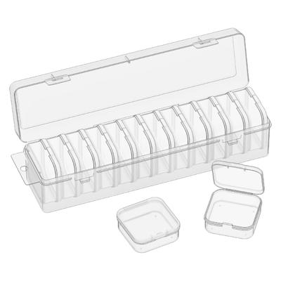 Modular Stackable Plastic Storage Container 12 Customizable Sections Clear Cover For Craft Supplies