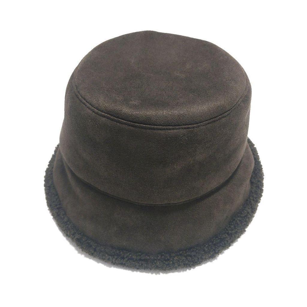 Used ORIENT MILLINERY Bucket Hat Khaki Boa Faux Suede