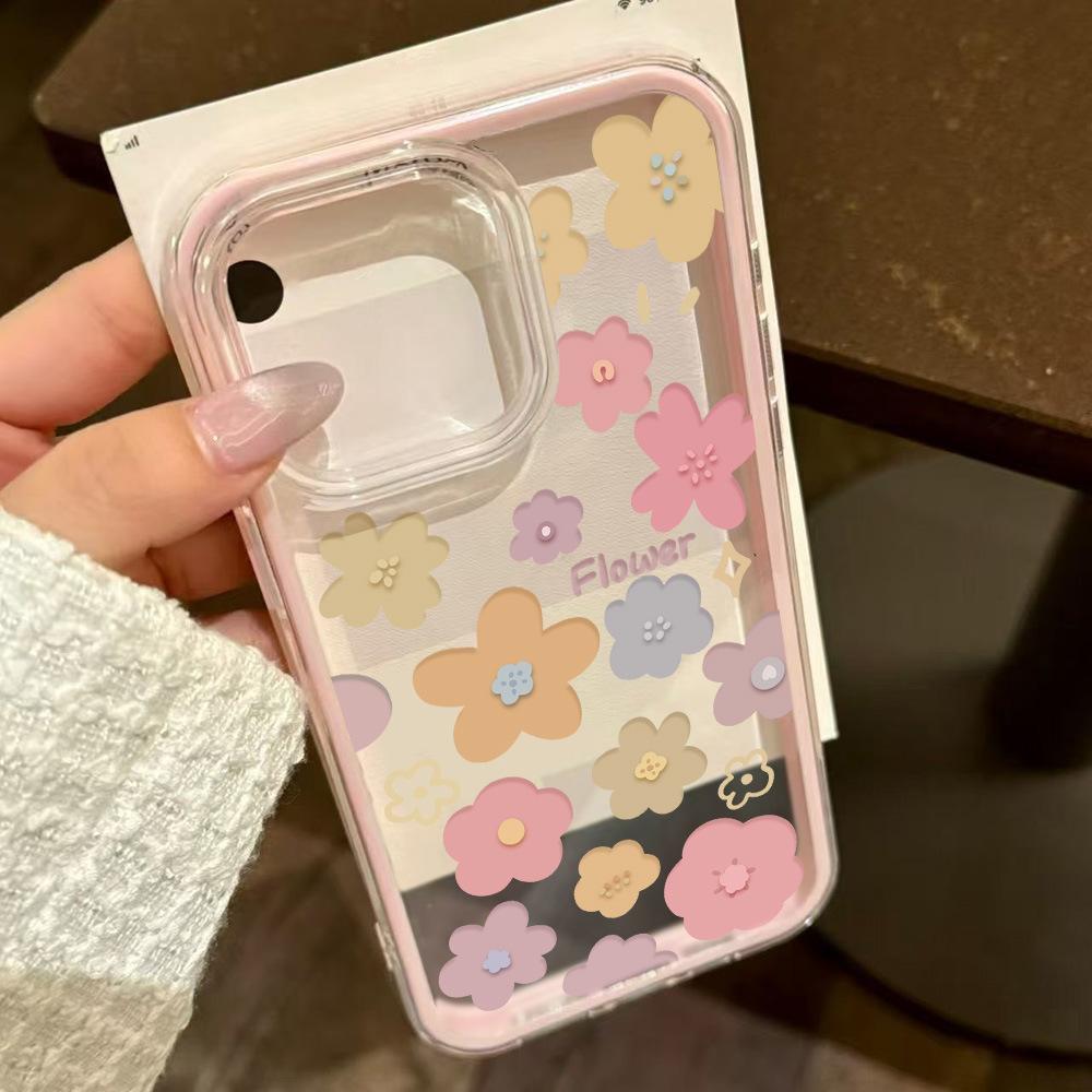 Creative small fresh flowers for iPhone17 Pro Max 2-in-1 mobile phone protective case 15/16 simple