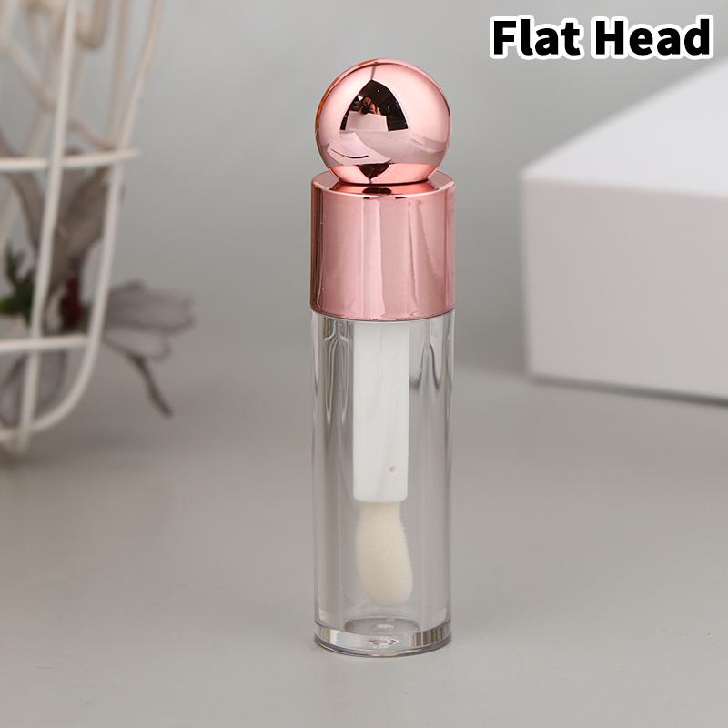 5ml Electroplated Lip Gloss Tube with Large Brush Head Transparent Pink Gold Silver Thick Rod Empty Bottle for Lips Container