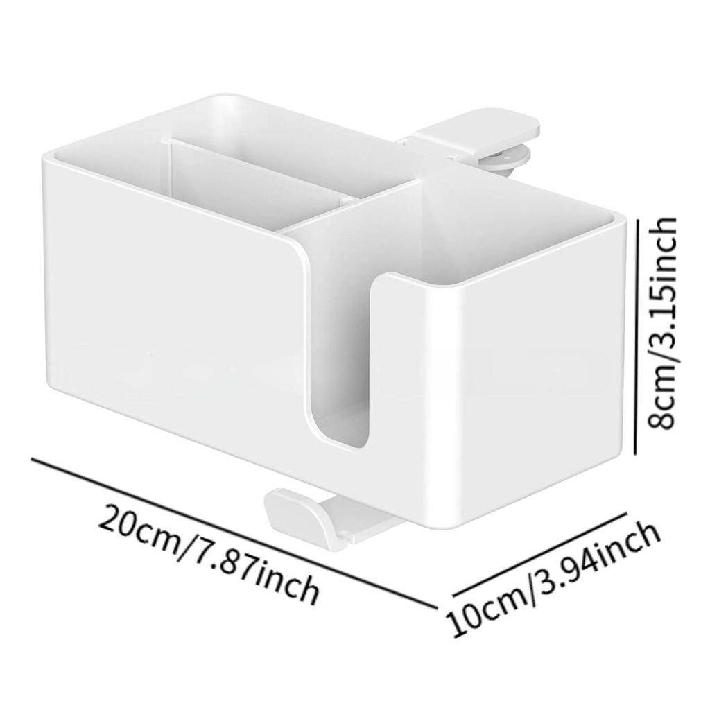 Phone Pen Storage Box 4 in 1 Desk Cup Holder Clamp on Under Desk Headphone Hanger for Workstation Coffee Mug Dorm NightStand