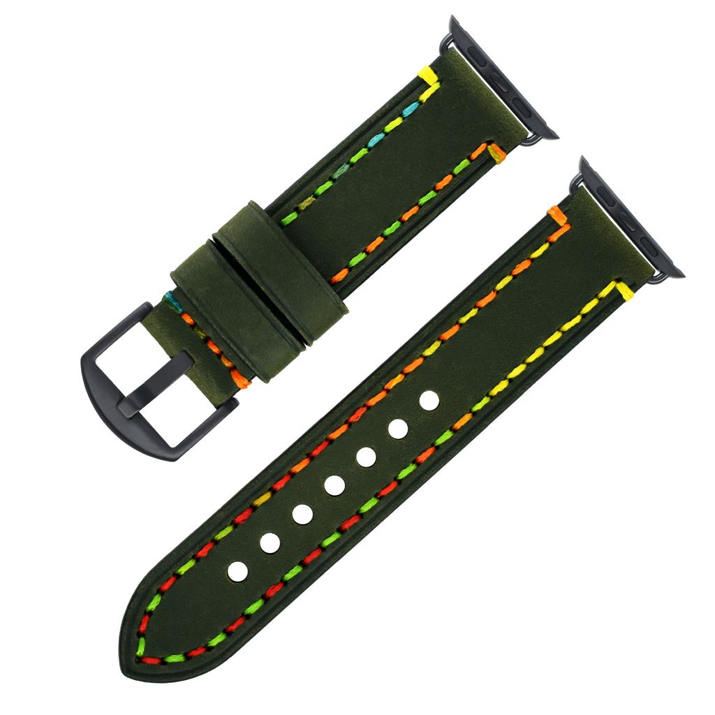 Applicable To Apple Iwatchse/6/5/4/3/2 Watch Sports First Layer Cowhide Crazy Horse Strap Accessories
