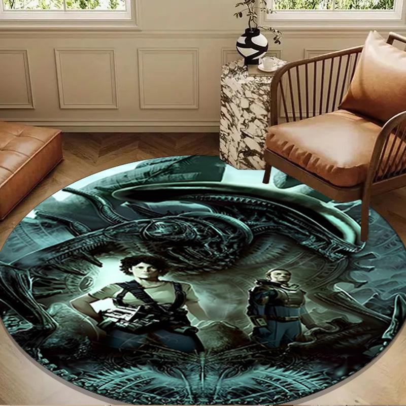 Alien Artwork Round Mat, Anti-slip Circle Carpet Chair Rug For livingroom,Bedroom, Doormat Home Decor Gift Christmas Gifts