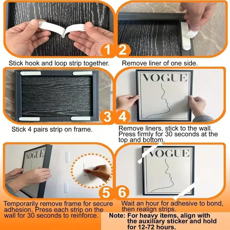 10-100PCS Punch Free Frame Tape Strips Self Adhesive Mounting for Picture Frame Poster Wall Decor Fixed Hanging Hook