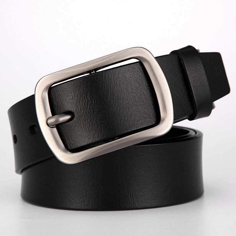 Men'S Leather Belt Two-Layer Cowhide Retro Pin Buckle Belt Casual Waistband Bandwidth