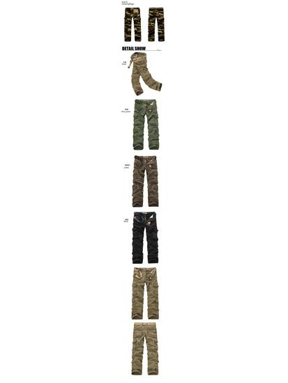 Men's Washed Cargo Pants with Multi Pockets - Casual, Plus Size, Long Fit