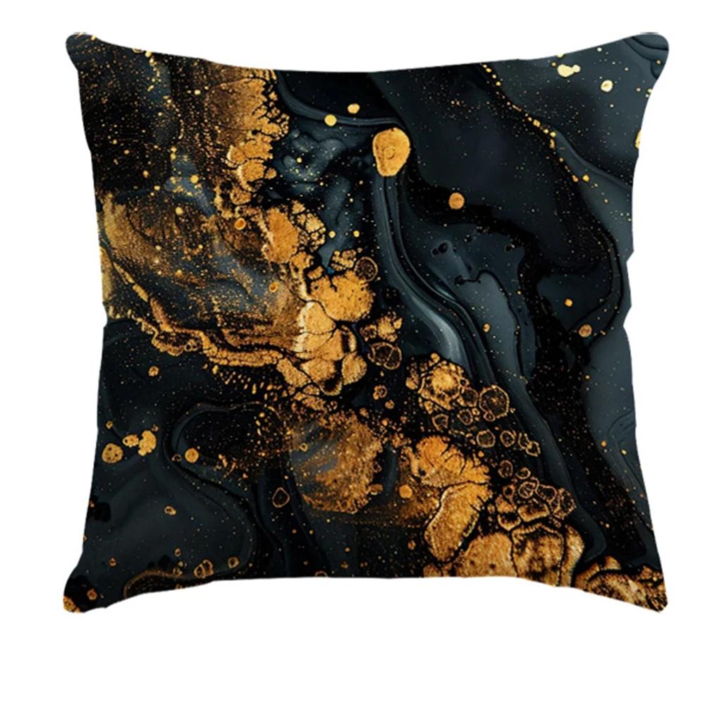 Gold marble pattern pillowcase, pillowcase ultra-soft polyester material living room sofa back car pillowcase decoration